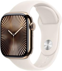 Apple Watch Series 10, 42mm, Cellular, zlaté titánové púzdro s hviezdnym športovým remienkom M/L