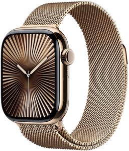 Apple Watch Series 10, 42mm, Cellular, zlaté titánové púzdro so zlatou milánskou slučkou