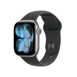 Apple Watch Series 11, 42mm, Cellular, sivé hliníkové púzdro s čiernym športovým remienkom M/L