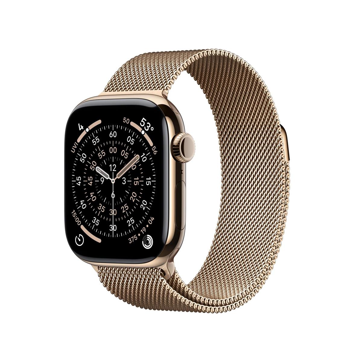 Apple Watch Series 11, 42mm, Cellular, zlaté titánové púzdro so zlatou milánskou slučkou