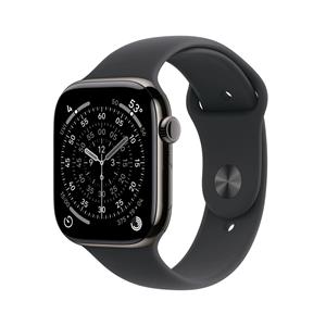Apple Watch Series 11, 46mm, Cellular, šedé titánové púzdro s čiernym športovým remienkom S/M