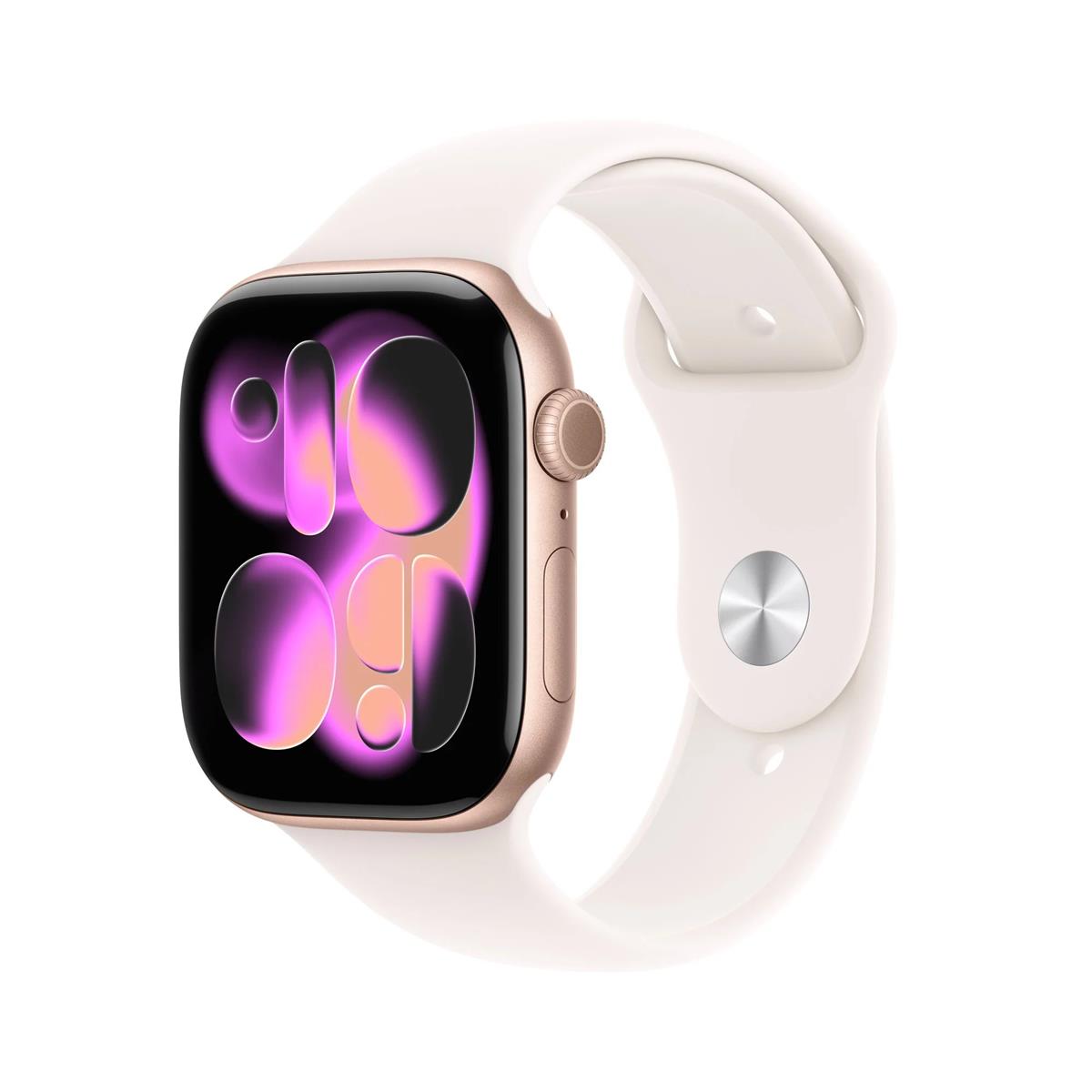 Apple Watch Series 11, 46mm, rosegold hliníkové púzdro so svetlo-ružovým športovým remienkom M/L