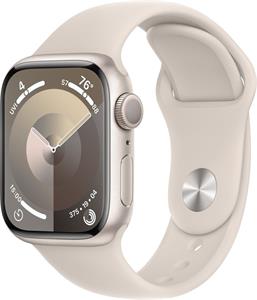 Apple Watch Series 9, 41 mm, Hviezdne biely hliník, hviezdne biely športový remienok - S/M