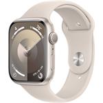 Apple Watch Series 9, 45 mm, Hviezdne biely hliník, hviezdne biely športový remienok - S/M