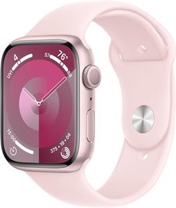Apple Watch Series 9, 45 mm, Ružový hliník, svetlo ružový športový remienok - M/L