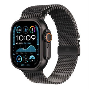 Apple Watch Ultra 2, 49mm, čierne titánové púzdro, čierny titán milánsky ťah - L