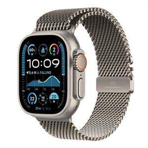 Apple Watch Ultra 2, 49mm, prírodné titánové púzdro, prírodný titán milánsky ťah - L