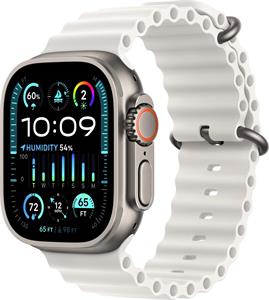 Apple Watch Ultra 2, 49mm, titánové púzdro, biely oceánsky remienok