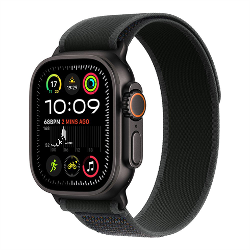 Apple Watch Ultra 2, 49mm, titánové púzdro, čierny trailový ťah – M/L