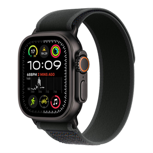 Apple Watch Ultra 2, 49mm, titánové púzdro, čierny trailový ťah – M/L