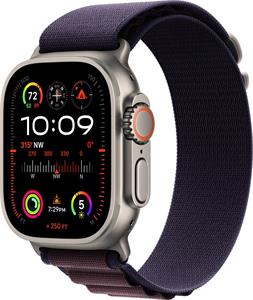 Apple Watch Ultra 2, 49mm, titánové púzdro, indigo alpský ťah - Large