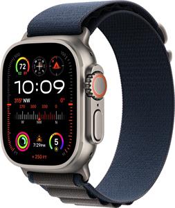 Apple Watch Ultra 2, 49mm, titánové púzdro, modrý alpský ťah - Large