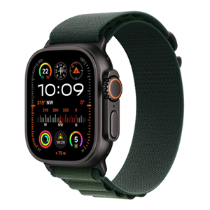 Apple Watch Ultra 2, 49mm, titánové púzdro, tmavo-zelený alpský ťah – L