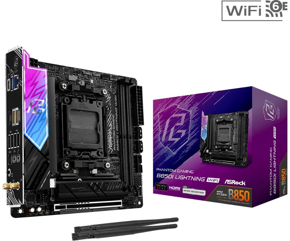 ASRock MB Sc AM5 B850I Lightning WiFi, AMD B850, 2xDDR5, 1xUSB4, 1xHDMI, WiFi, Mini-ITX