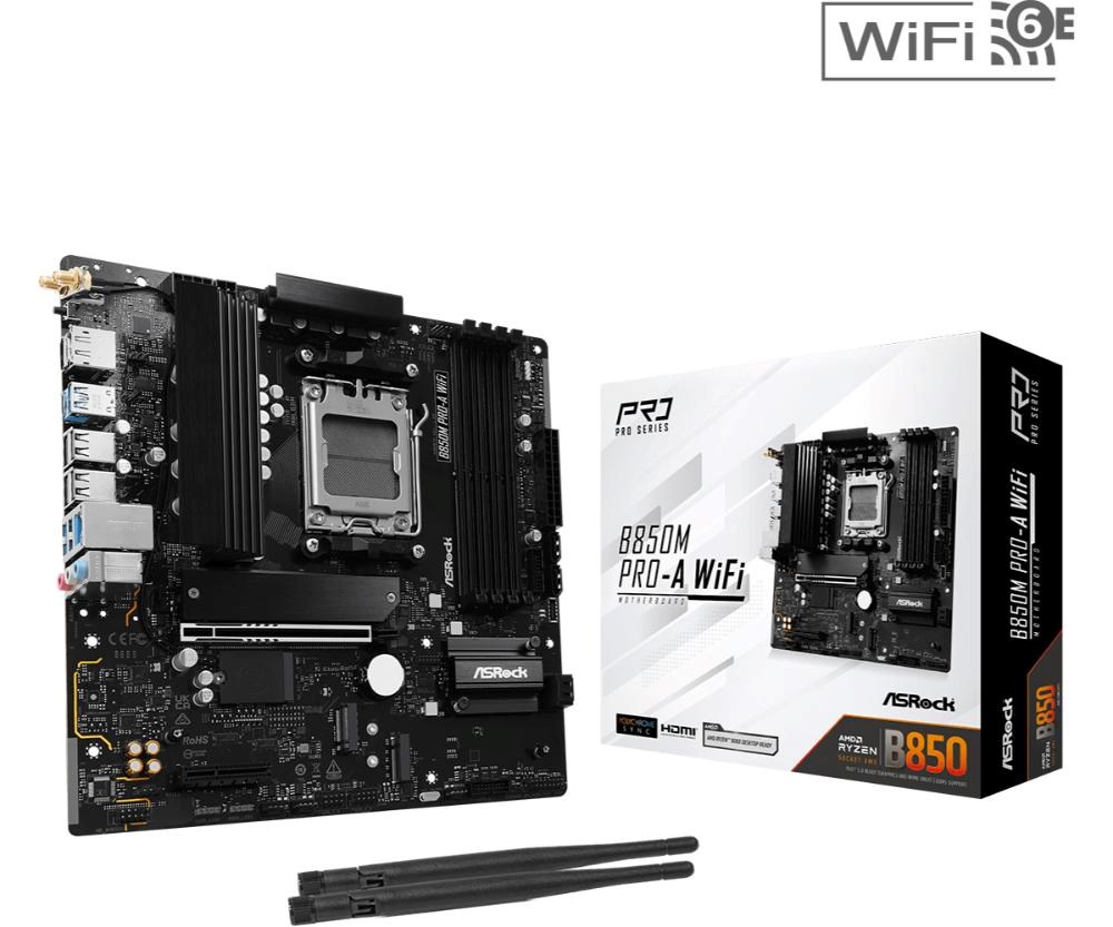 ASRock MB Sc AM5 B850M PRO-A WIFI, AMD B850, 4xDDR5, 1xDP, 1xHDMI, WiFi, mATX