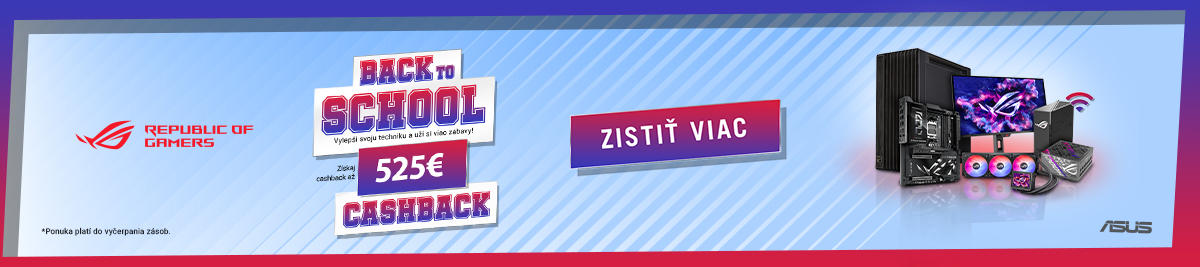Asus Back to School Cashback až do 525€