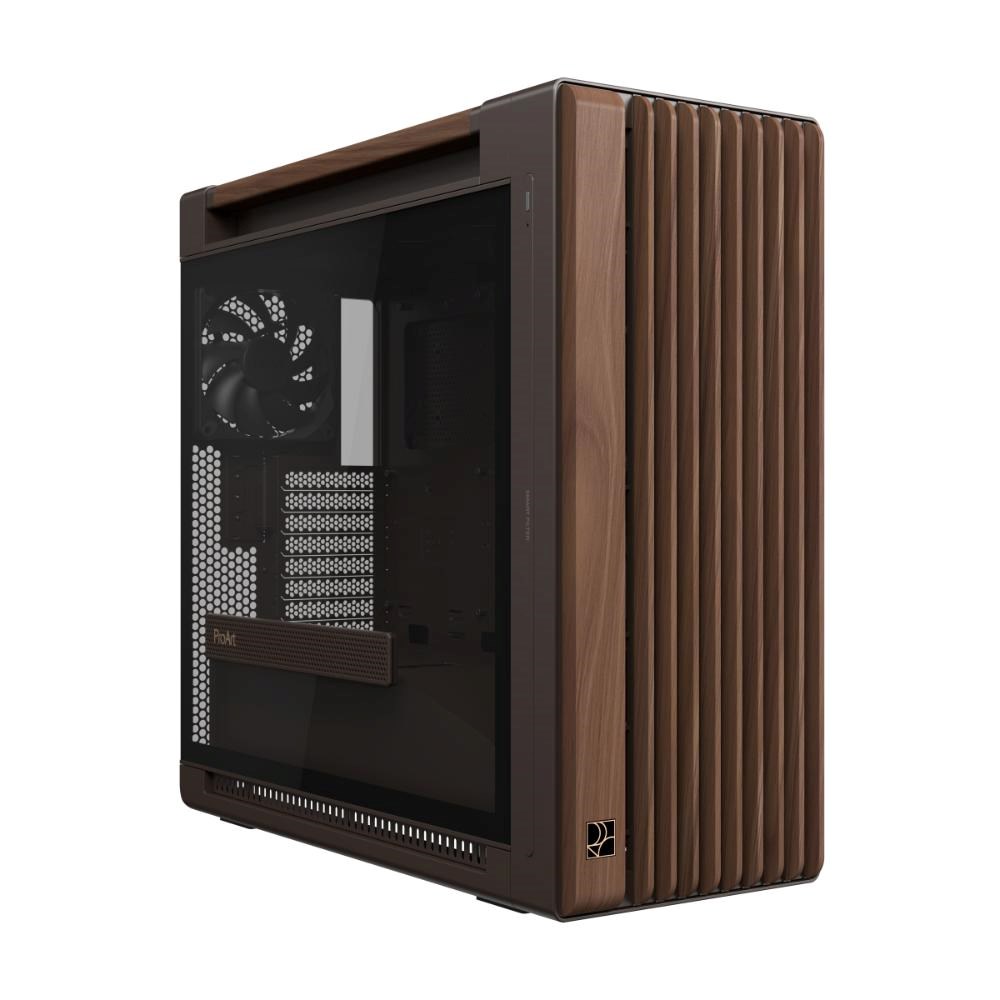ASUS case PROART PA602 WALNUT WOOD RETRO TG, Mid Tower, průhledná bočnice, hnědá
