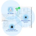 ASUS RP-AX58 Wireless AX3000 Wifi 6 Range Extender, 1x gigabit RJ45, AiMesh