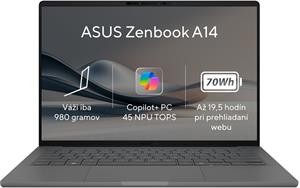 Asus Zenbook A14, UX3407QA-OLED267W, sivý