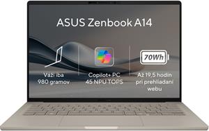 Asus Zenbook A14, UX3407QA-OLED305W, zlatý