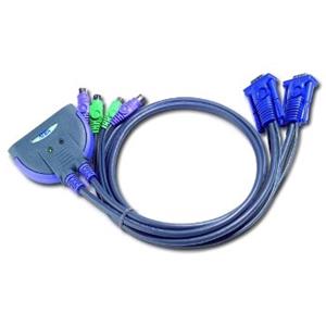 ATEN CS62S 2-Port PS/2 KVM Switch All-in-one design, 0.9m cables