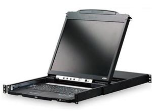ATEN dual rail console, 19" LCD,  rack 19", klávesnice, touchpad PS/2+USB