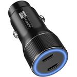 Autonabíjačka ERPOWER, 2x USB-C, 40 W, PD, QC 3.0, čierna