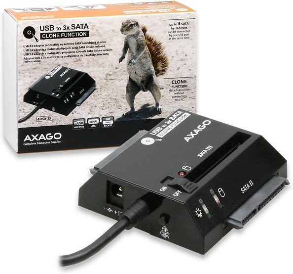 AXAGO ADSA-3S, 3xSATA, redukcia zo SATA na USB