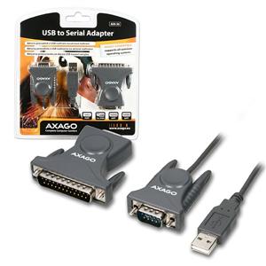 Axago USB2.0A/RS232+DB25 adaptér, 1.0m, prevodník