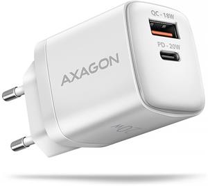 Axagon ACU-PQ20W, nabíjačka s  USB-A a USB-C výstupom, PD3.0, QC4+, 20W, biela