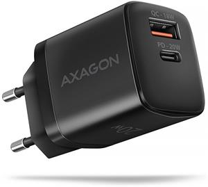 Axagon ACU-PQ20W, nabíjačka s  USB-A a USB-C výstupom, PD3.0, QC4+, 20W, čierna