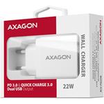 Axagon ACU-PQ22W, nabíjačka do siete 22W, 2x port (USB-A + USB-C), biela