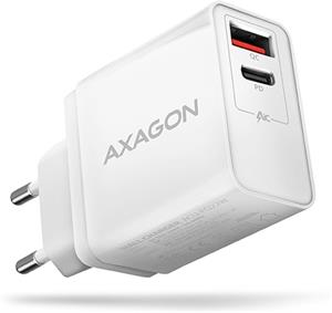 Axagon ACU-PQ22W, nabíjačka do siete 22W, 2x port (USB-A + USB-C), biela