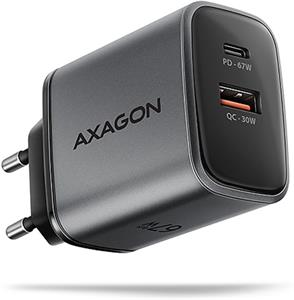 Axagon ACU-PQ67, GaN nabíjačka do siete 67W, výstup USB-A + USB-C