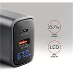 Axagon ACU-PQ67D, GaN nabíjačka do siete 67W, výstup USB-A + USB-C