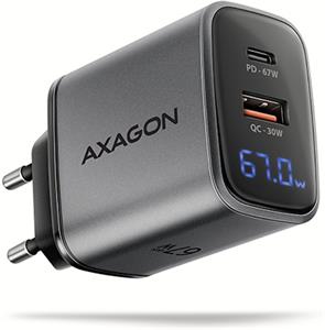 Axagon ACU-PQ67D, GaN nabíjačka do siete 67W, výstup USB-A + USB-C