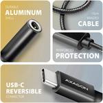 Axagon ADA-HC, redukcia USB-C na jack 3,5mm, káblová, 0,10m, čierna