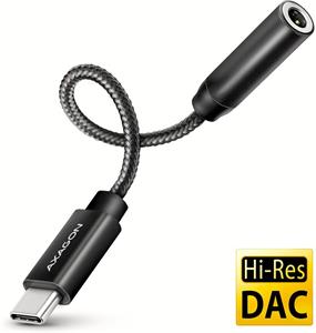 Axagon ADA-HC, redukcia USB-C na jack 3,5mm, káblová, 0,10m, čierna