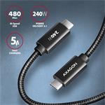 Axagon BUCM2-CM30AB, kábel USB-C<>USB-C, 3m, 5A, čierny