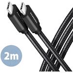 Axagon BUCM3-CM20AB kábel USB-C <-> USB-C, 2m, 3A, čierny