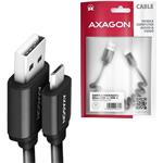 Axagon BUMM-AM10TB krútený kábel Micro USB <-> USB-A, 0,6m, 2.4A, čierny