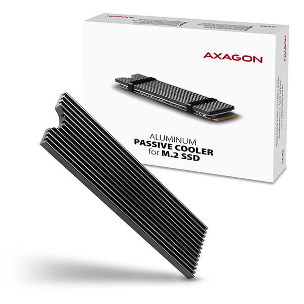 AXAGON CLR-M2L, hliníkový pasivní chladič pro M.2 2280 SSD