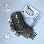AXAGON CRE-SMP2A, USB-A + USB-C, 4-slot čítačka kontaktných kariet eID, externá