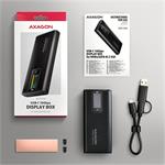 AXAGON EEM2-SD2B, USB-C 10Gbps externý box s displejom pre M.2 NVMe/SATA SSD, bezskrutkový, čierny