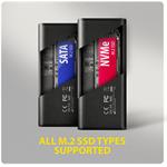 AXAGON EEM2-SD2B, USB-C 10Gbps externý box s displejom pre M.2 NVMe/SATA SSD, bezskrutkový, čierny