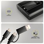 AXAGON EEM2-SD2B, USB-C 10Gbps externý box s displejom pre M.2 NVMe/SATA SSD, bezskrutkový, čierny