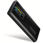 AXAGON EEM2-SD2B, USB-C 10Gbps externý box s displejom pre M.2 NVMe/SATA SSD, bezskrutkový, čierny