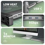 Axagon HMC-10HLS, multi portový USB-C hub, HDMI, 4x USB-A, PD 100W