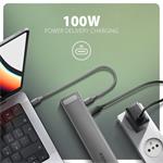 Axagon HMC-10HLS, multi portový USB-C hub, HDMI, 4x USB-A, PD 100W