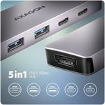 Axagon HMC-5H60, USB-C hub, 2x USB-A, 1x USB-C, HDMI, PD 100W